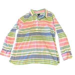 Talbots Pastel Striped Long Sleeve Blouse | Women's L
